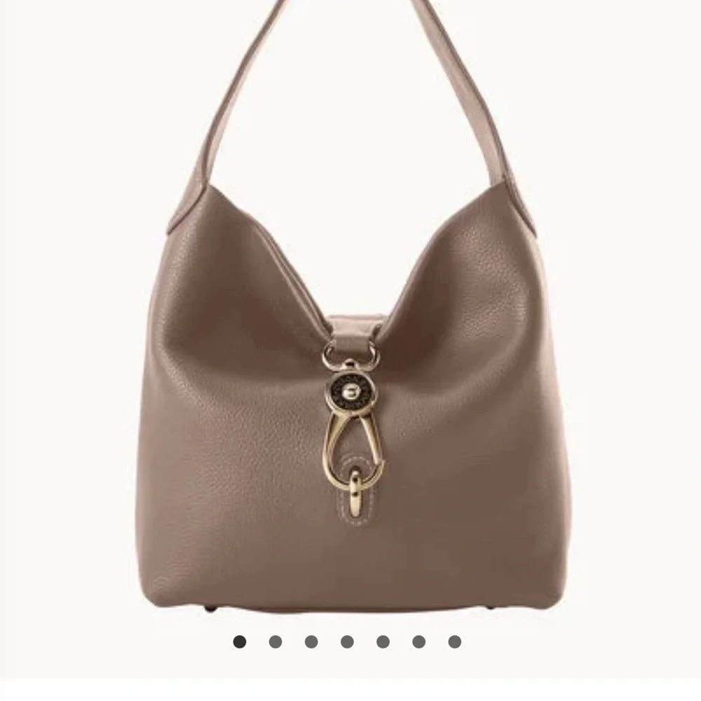 NEW-Dooney & Bourke Pebble Leather Lock Sack-Taupe - Picture 7 of 11